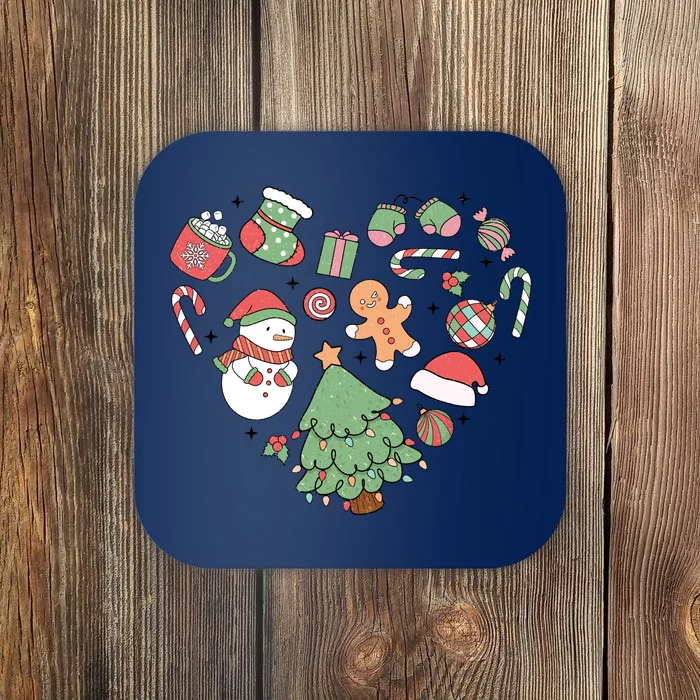 Festive Christmas Heart Holiday Coaster