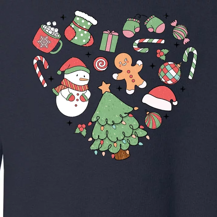 Festive Christmas Heart Holiday Toddler Sweatshirt