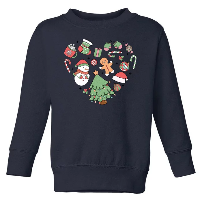 Festive Christmas Heart Holiday Toddler Sweatshirt