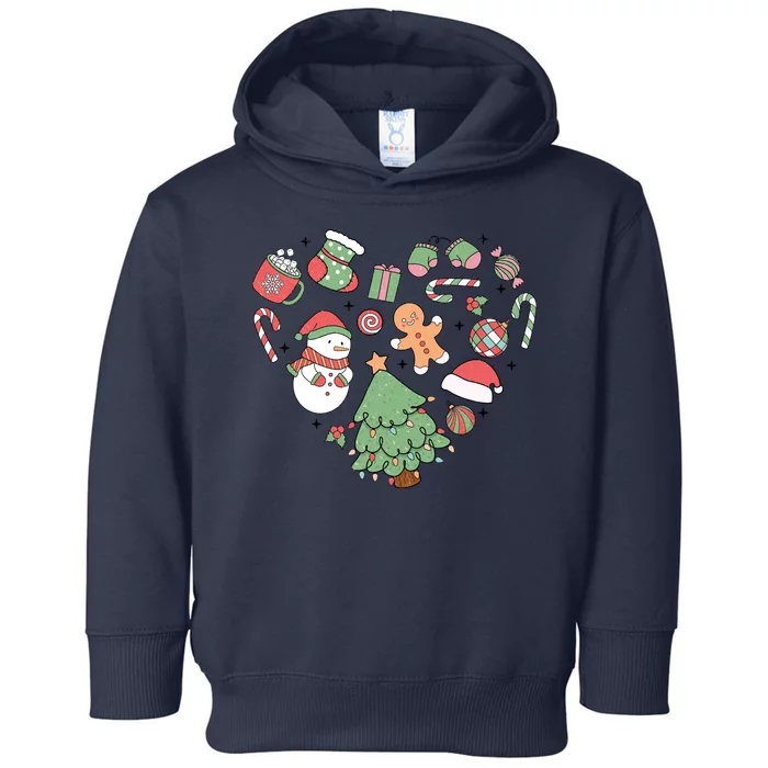 Festive Christmas Heart Holiday Toddler Hoodie