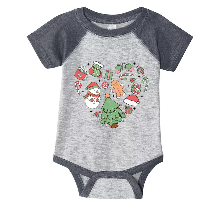 Festive Christmas Heart Holiday Infant Baby Jersey Bodysuit