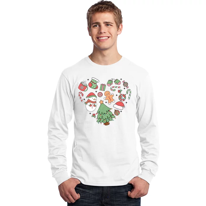 Festive Christmas Heart Holiday Long Sleeve Shirt