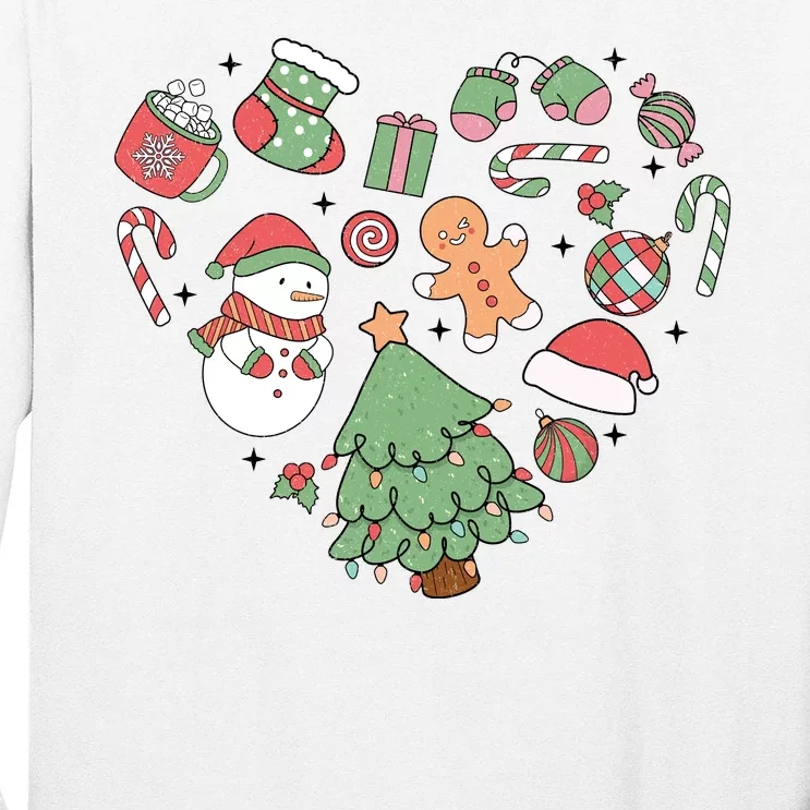 Festive Christmas Heart Holiday Long Sleeve Shirt