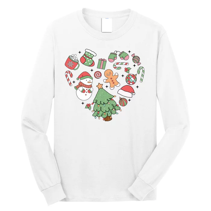 Festive Christmas Heart Holiday Long Sleeve Shirt