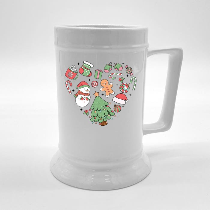 Festive Christmas Heart Holiday Front & Back Beer Stein