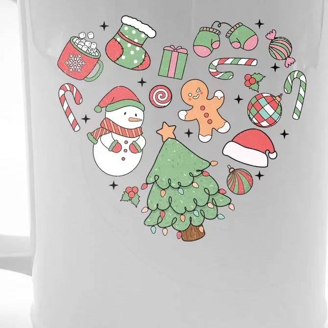 Festive Christmas Heart Holiday Front & Back Beer Stein