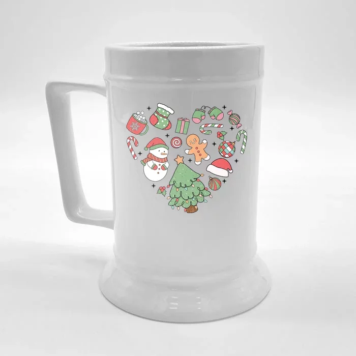 Festive Christmas Heart Holiday Front & Back Beer Stein