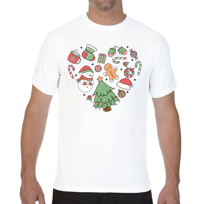 Festive Christmas Heart Holiday Comfort Colors T-Shirt