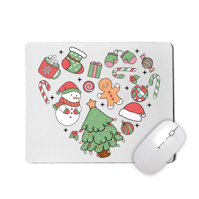 Festive Christmas Heart Holiday Mousepad