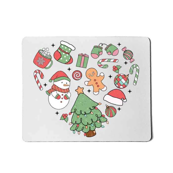 Festive Christmas Heart Holiday Mousepad