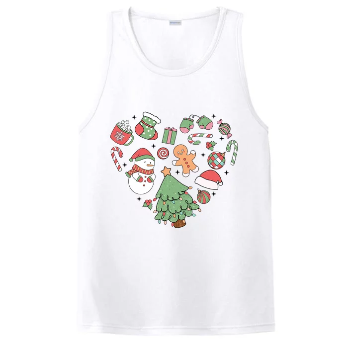 Festive Christmas Heart Holiday Performance Tank