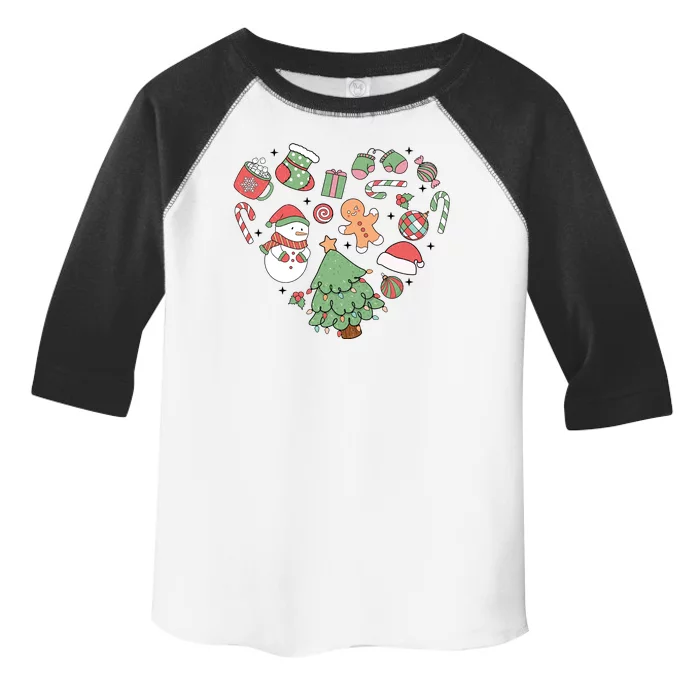 Festive Christmas Heart Holiday Toddler Fine Jersey T-Shirt