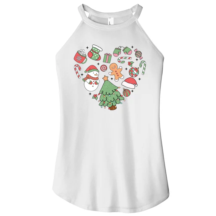 Festive Christmas Heart Holiday Women’s Perfect Tri Rocker Tank