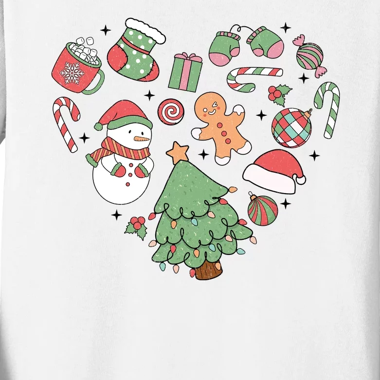 Festive Christmas Heart Holiday Kids Long Sleeve Shirt