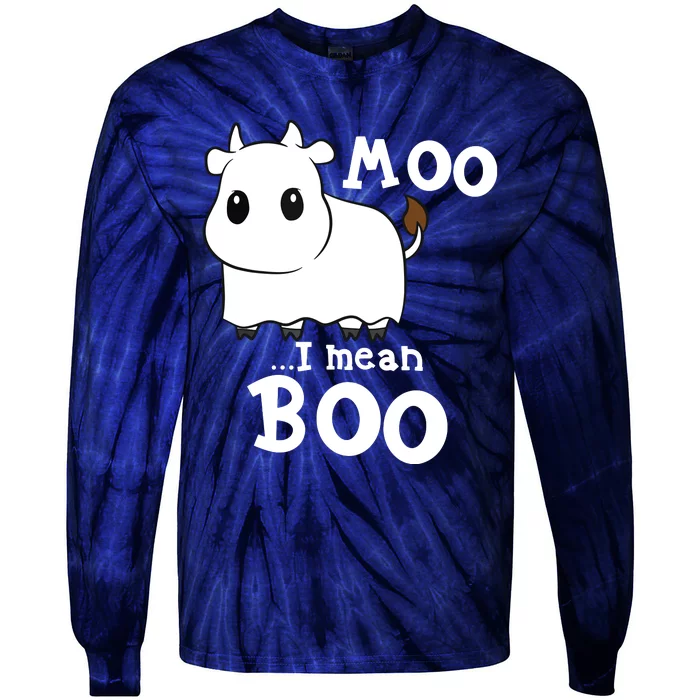 Funny Cow Halloween Costume Cows Boo Tie-Dye Long Sleeve Shirt