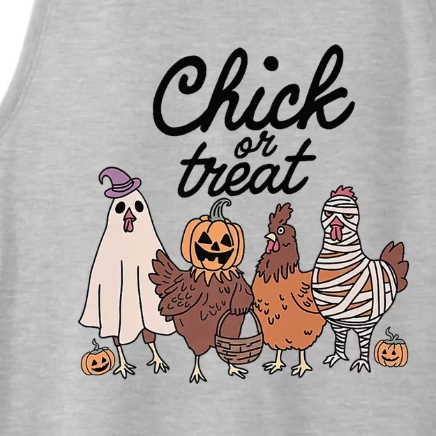 Funny Chicken Halloween Pumpkin Chick Or Treat Chicken Lovers Ladies Tri-Blend Wicking Tank