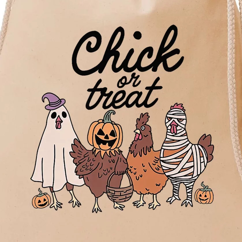 Funny Chicken Halloween Pumpkin Chick Or Treat Chicken Lovers Drawstring Bag