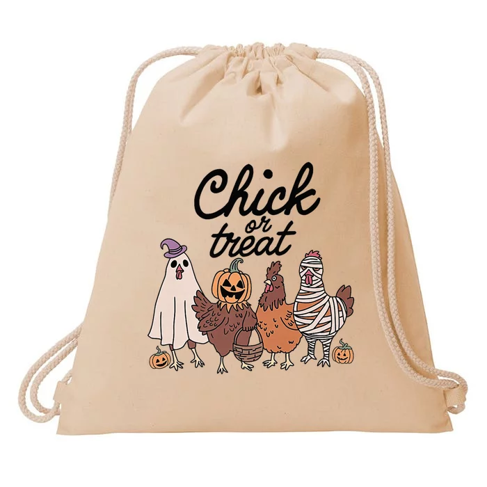 Funny Chicken Halloween Pumpkin Chick Or Treat Chicken Lovers Drawstring Bag