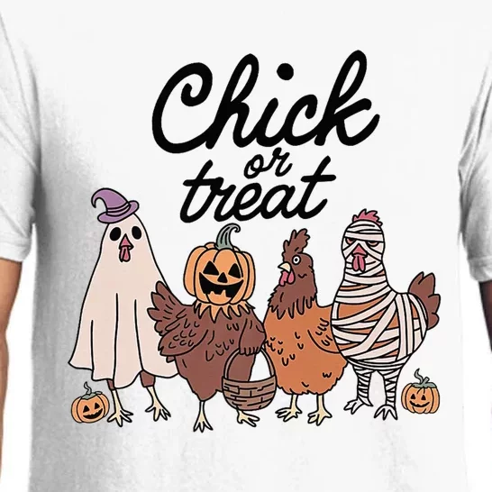 Funny Chicken Halloween Pumpkin Chick Or Treat Chicken Lovers Pajama Set