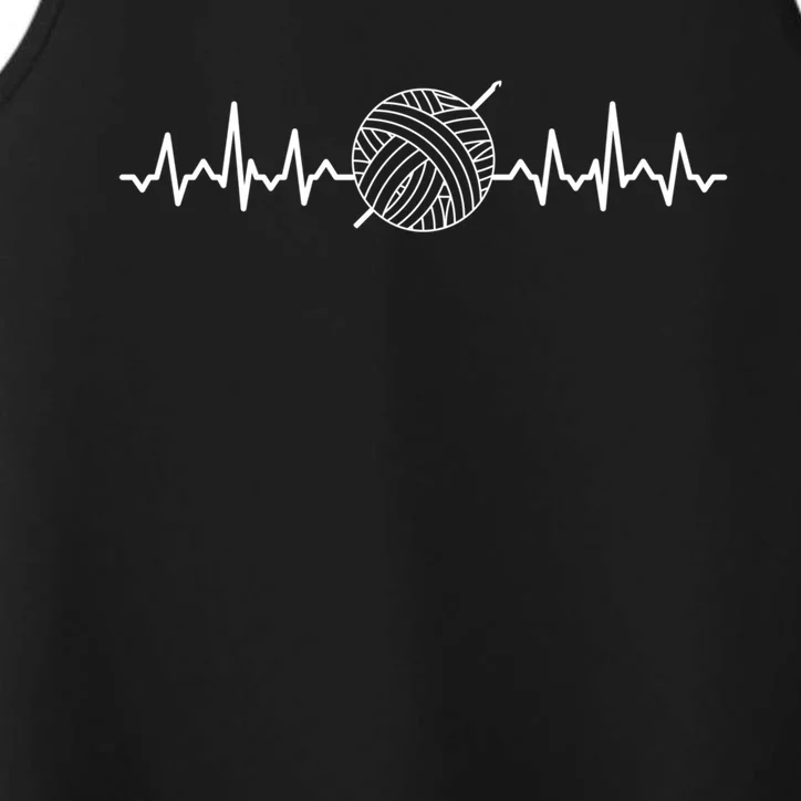 Funny Crochet Heartbeat Cool Design Crocheting Lovers Gift Performance Tank