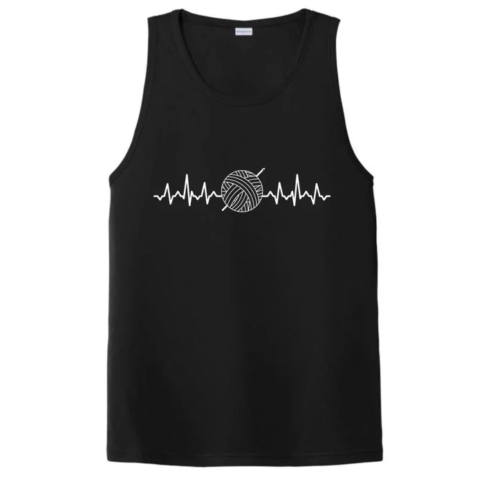 Funny Crochet Heartbeat Cool Design Crocheting Lovers Gift Performance Tank