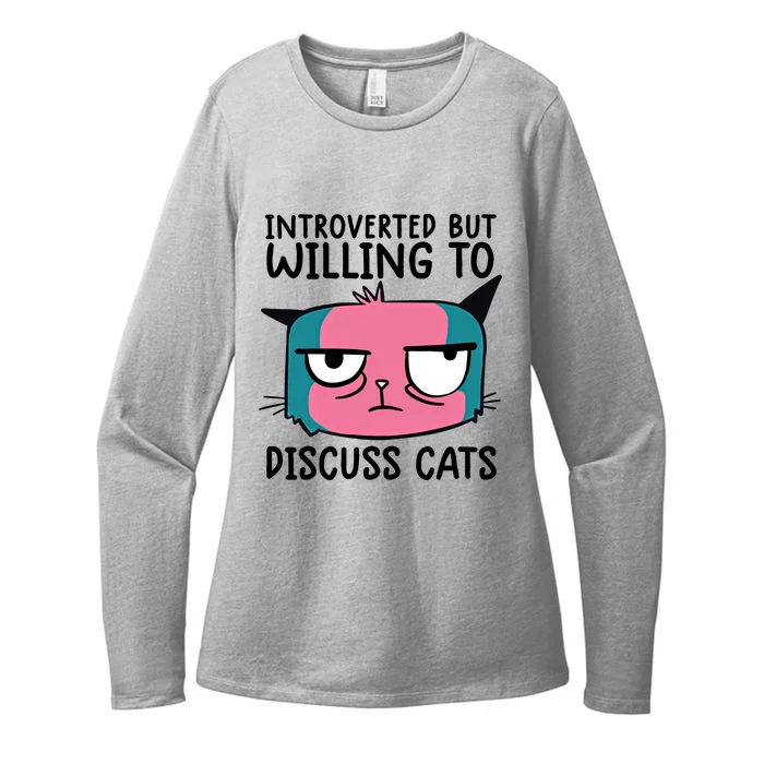 Funny Cat Happy Introverted But Willing To Discuss Cats Gift Womens CVC Long Sleeve Shirt