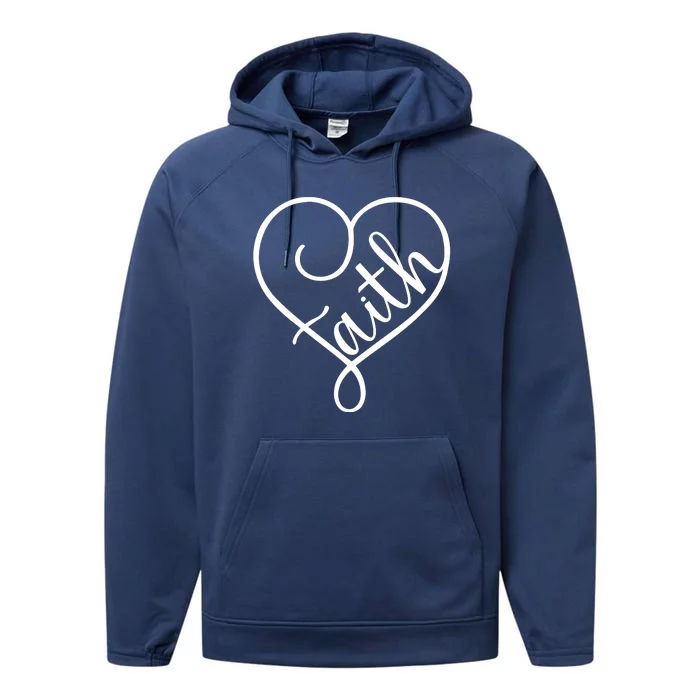 Faith Cursive Heart Christians Jesus Loves Performance Fleece Hoodie