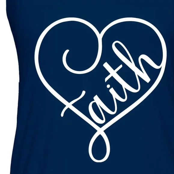 Faith Cursive Heart Christians Jesus Loves Ladies Essential Flowy Tank