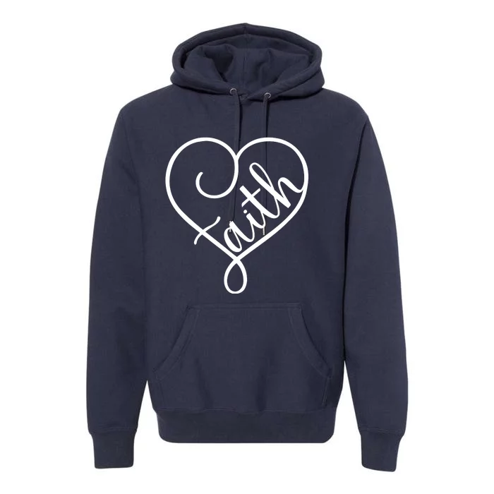 Faith Cursive Heart Christians Jesus Loves Premium Hoodie