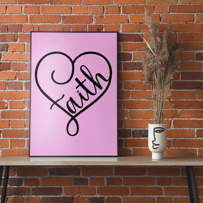 Faith Cursive Heart Christians Jesus Loves Poster