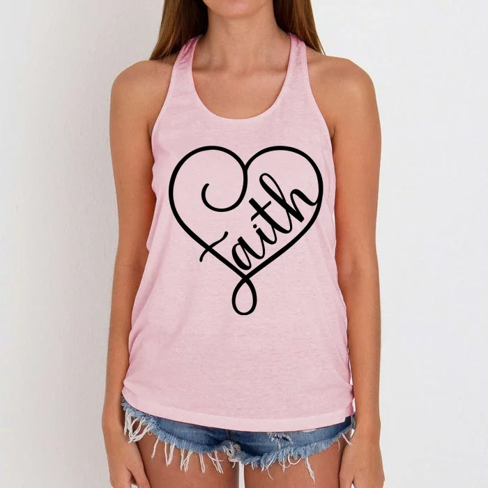 Faith Cursive Heart Christians Jesus Loves Women's Knotted Racerback Tank