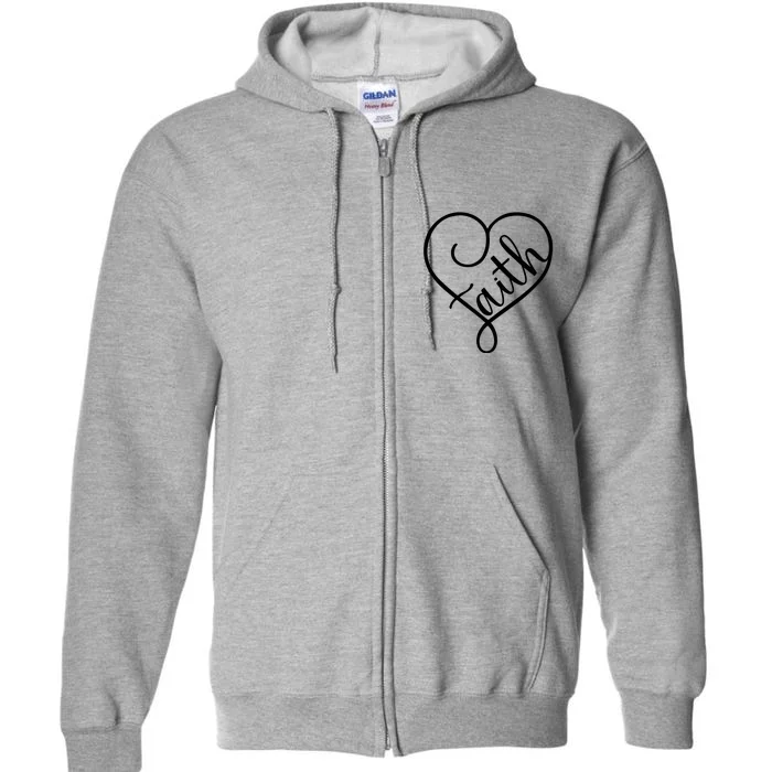 Faith Cursive Heart Christians Jesus Loves Full Zip Hoodie