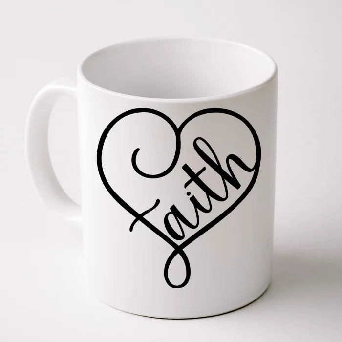 Faith Cursive Heart Christians Jesus Loves Front & Back Coffee Mug