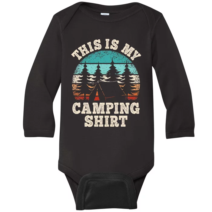 Funny Camper Hiking Nature Outdoor This Is My Camping Baby Long Sleeve Bodysuit