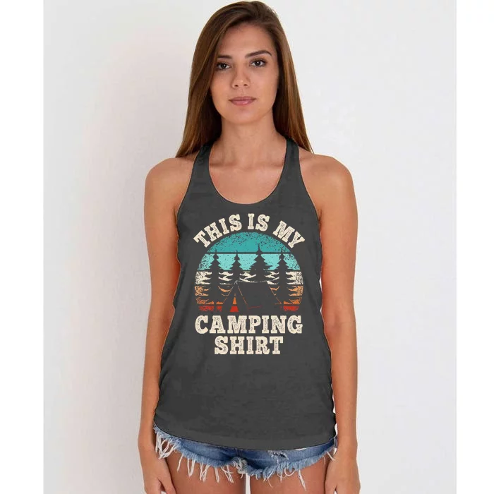 Funny Camper Hiking Nature Outdoor This Is My Camping Women's Knotted Racerback Tank