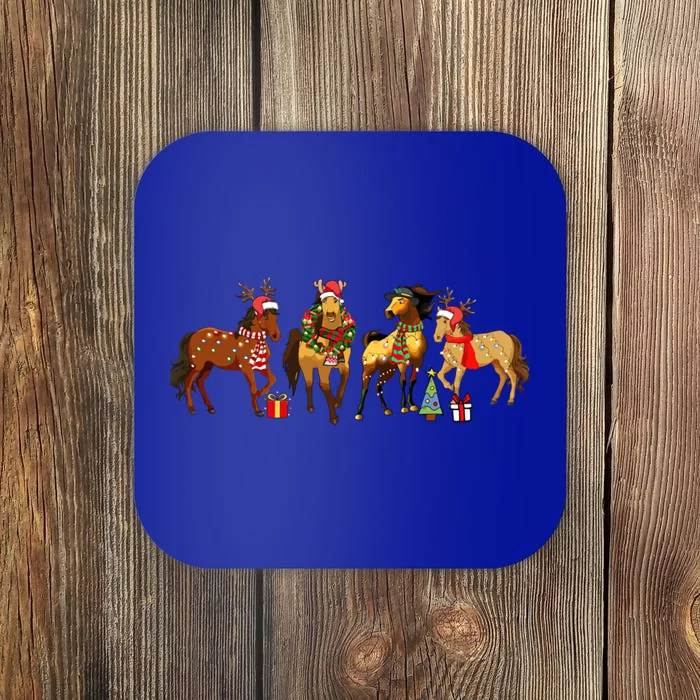 Funny Christmas Horse Santa Hat Christmas Horse Lover Cool Gift Coaster