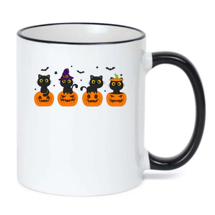 Funny Cats Halloween Retro Style Pumpkin Black Color Changing Mug