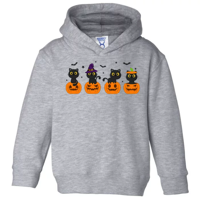 Funny Cats Halloween Retro Style Pumpkin Toddler Hoodie