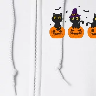 Funny Cats Halloween Retro Style Pumpkin Full Zip Hoodie