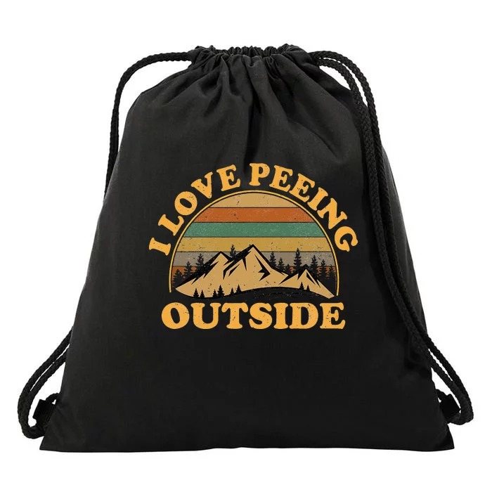 funny Camping Hiking I Love Peeing Outside Drawstring Bag