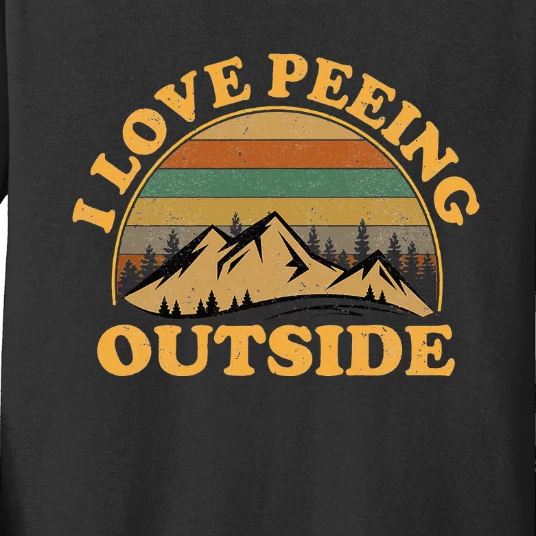 funny Camping Hiking I Love Peeing Outside Kids Long Sleeve Shirt