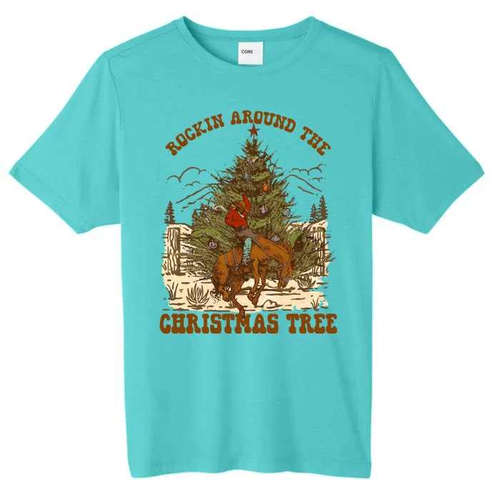 Funny Cowboy Horsing Rocking Around Christmas Tree Western ChromaSoft Performance T-Shirt