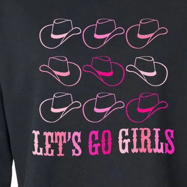 funny Cow Hat Let's Go Western Cowgirls Cropped Pullover Crew