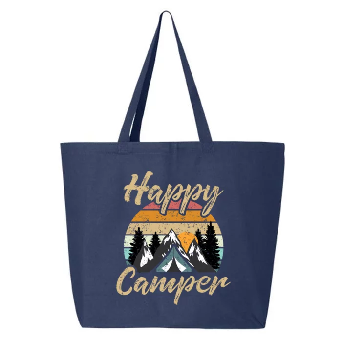 Funny Camping Hiking Lover Present Happy Camper Gift Funny Gift 25L Jumbo Tote