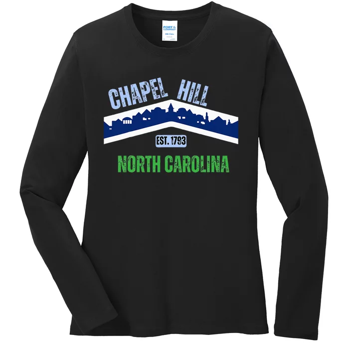 Flag Chapel Hill North Carolina Nc Vintage Ladies Long Sleeve Shirt