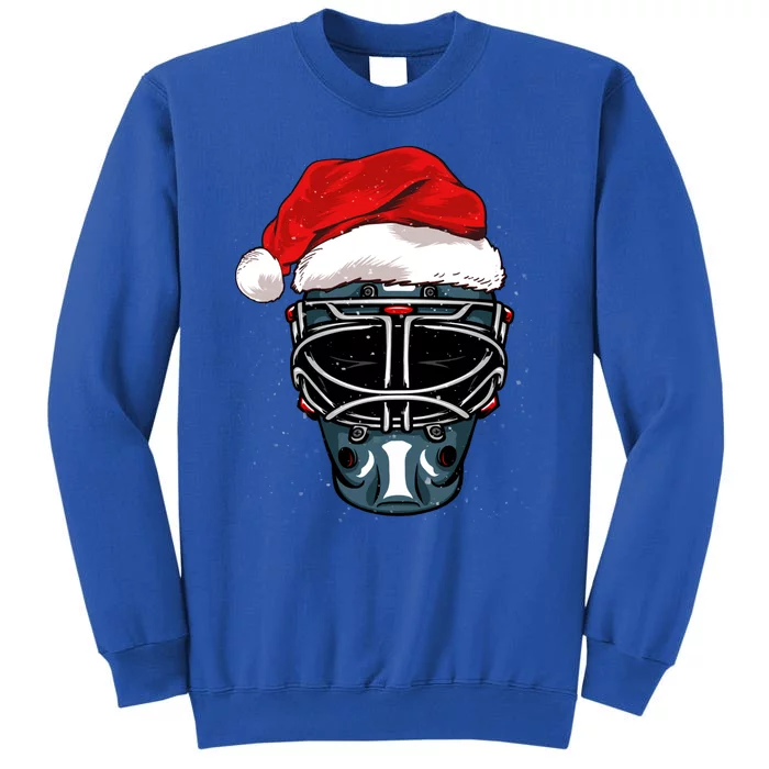 Funny Christmas Hockey Goalie Mask Santa Hat Xmas Celebrate Gift Tall Sweatshirt