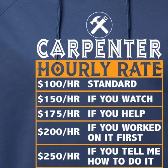 Funny Carpenter Hourly Rate Labor Price Chart Cute Gift Performance Fleece Hoodie