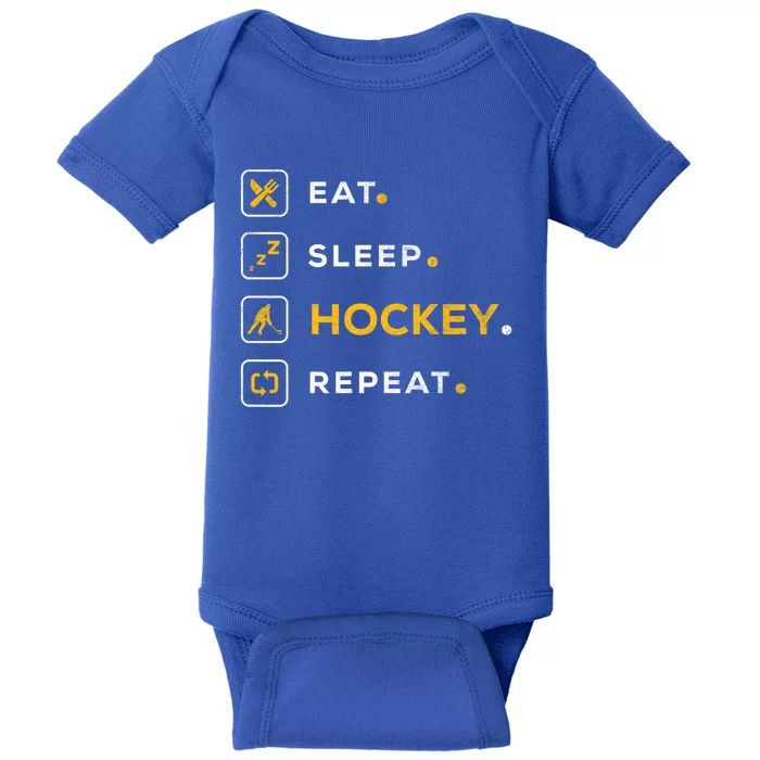 Funny Christmas Hockey Eat Sleep Hockey Gift Baby Bodysuit