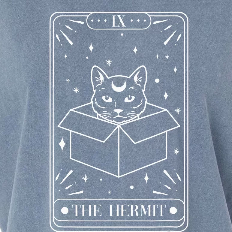 Funny Cat Hermit Tarot Card Witch Astrology Occult Halloween Garment-Dyed Women's Muscle Tee