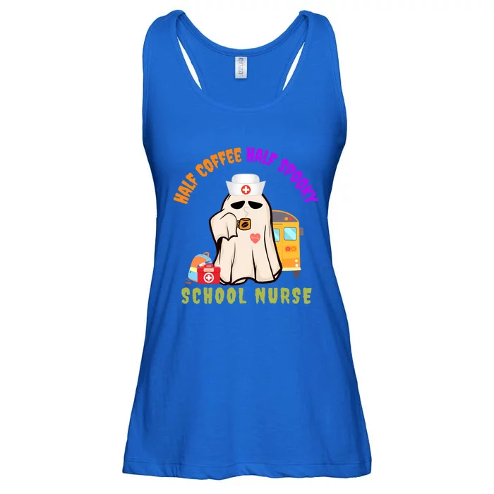 Funny Cute Half Coffee Half Spooky Halloween School Nurse Cute Gift Ladies Essential Flowy Tank